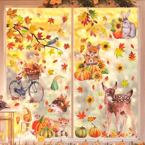 68 St Ck Fensterbilder Herbst Selbstklebend Thanksgiving Herbstdeko