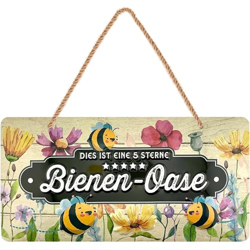 Lanolu Retro Blechschild Bienen Oase Schild Blechschilder Garten