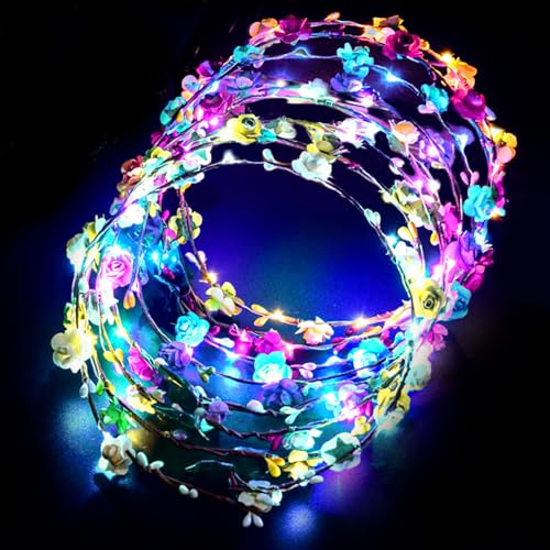 20 St Ck Led Blumenkranz Stirnband Bunt Haare