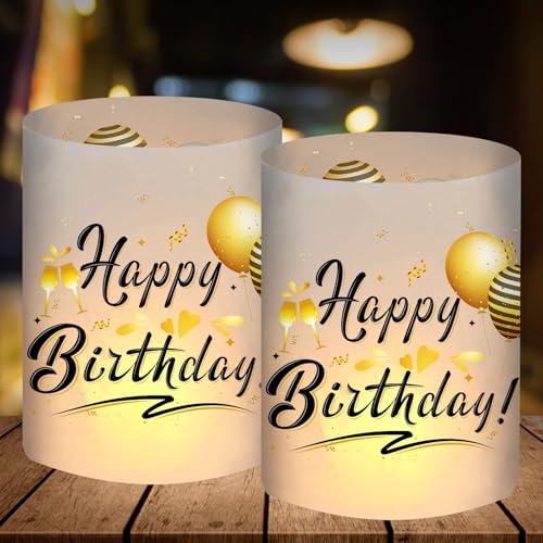 12 Windlicht Tischdeko Geburtstag Happy Birthday Deko Schwarz