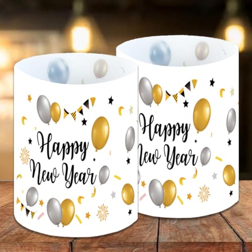 Windlichter Tischdeko Silvester Silvesterdeko Happy New Year Neujahr