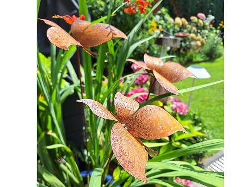 3er Set Gartenstecker Sonnenhut Metall Rost Gartendeko Edelrost