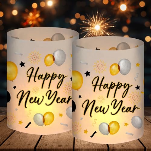 12 Windlicht Tischdeko Silvester Silvester Deko 2025 Happy