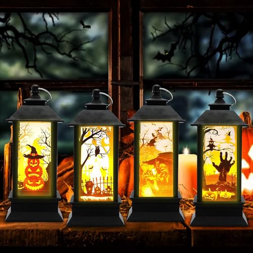 4 St Ck Halloween Laternen Led K Rbis