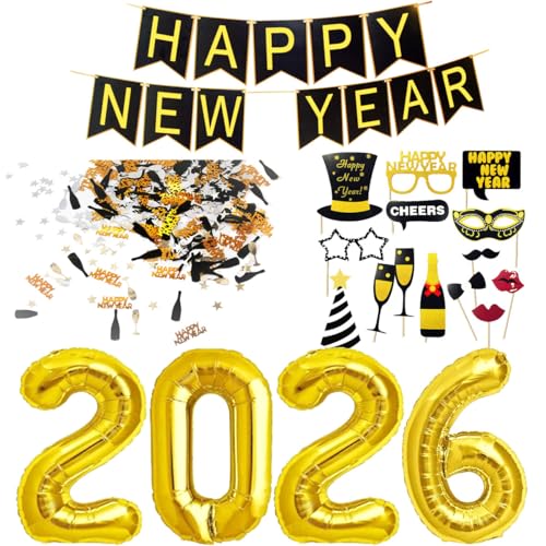 Silvester Deko 2026 Dekoration Set Neujahr Silvesterdeko Happy