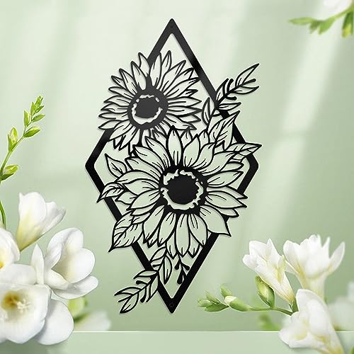 Ruelen Metall Schwarzes Sonnenblumen Wanddekoration Blumen Boho Stil