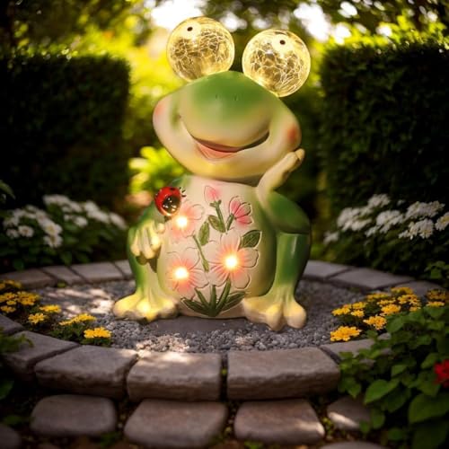 Anteroof Solar Gartenfiguren Frosch Gartendeko F R Drau