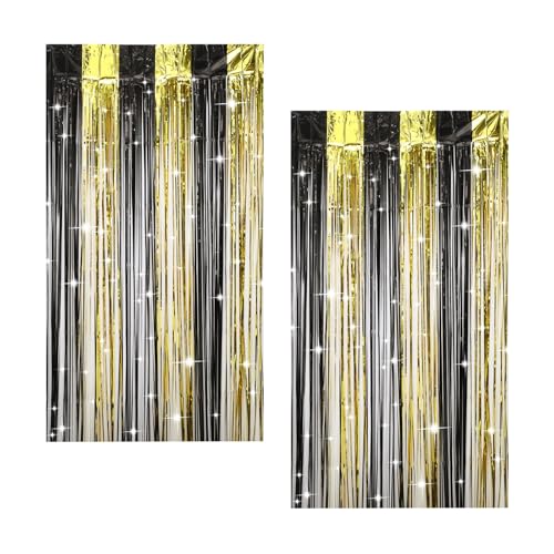 Jeqqinuz 2 St Ck Lametta Vorhang Schwarz Luftschlangen