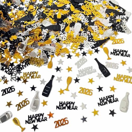 Burgeon Silvester Deko 2026 Konfetti Gold Schwarz Streudeko