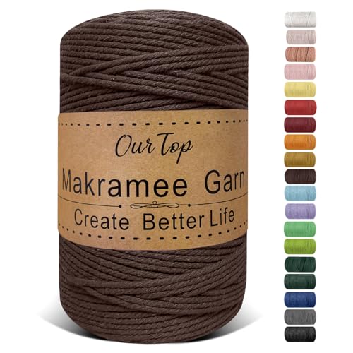 Ourtop Premium Makramee Garn Braun 3mm X 300m