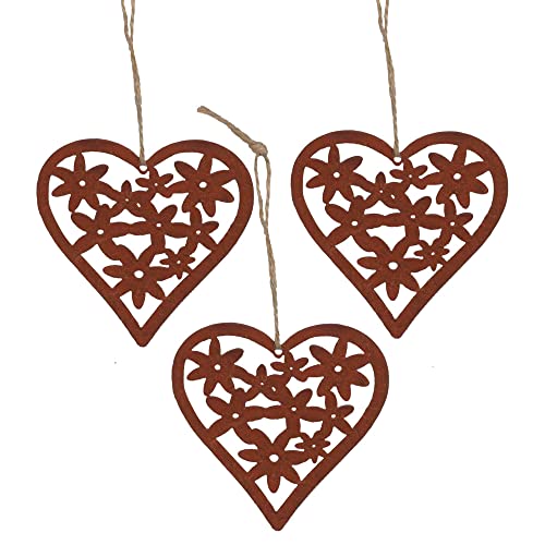 Unus Deko Herz Mit Blumen Rost 3er Set