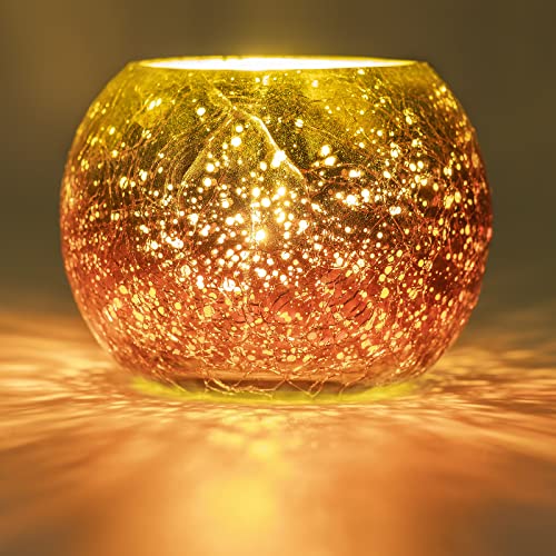 Larcenciel Teelichthalter Gold Glas Kerzenhalter Romantischer Kerzenst Nder