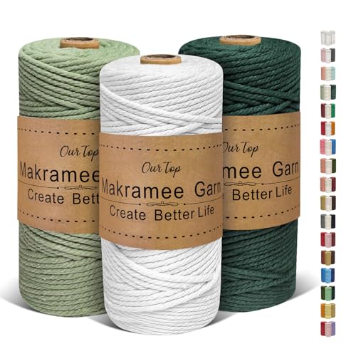 Ourtop Premium Makramee Garn 3er Set 3mm X
