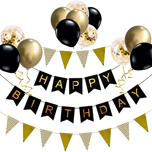 Luftballons Geburtstag Dekoration Set Schwarz Gold Geburtstagsdeko Happy