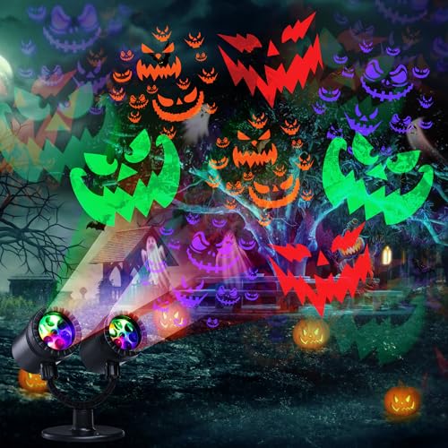 Moxled Halloween Deko Outdoor Doppelter Kopf Dynamische Halloween