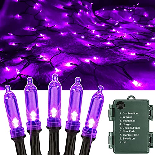 Oemg Lila Halloween Lichterkette Batterie 12m 120 Led