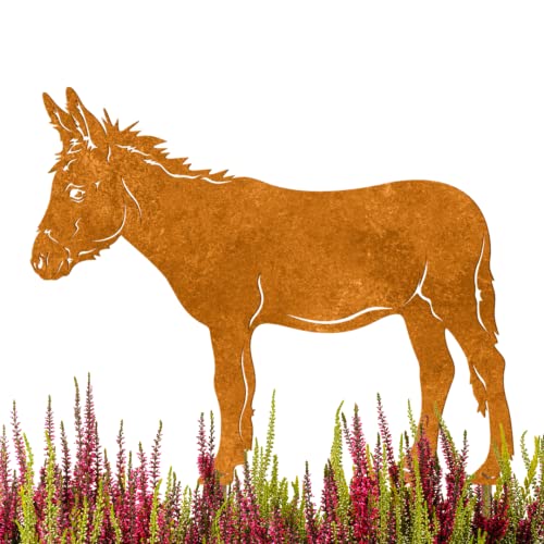 Gartenstecker Esel Aus Metall Rostfigur 45 Cm Hoch