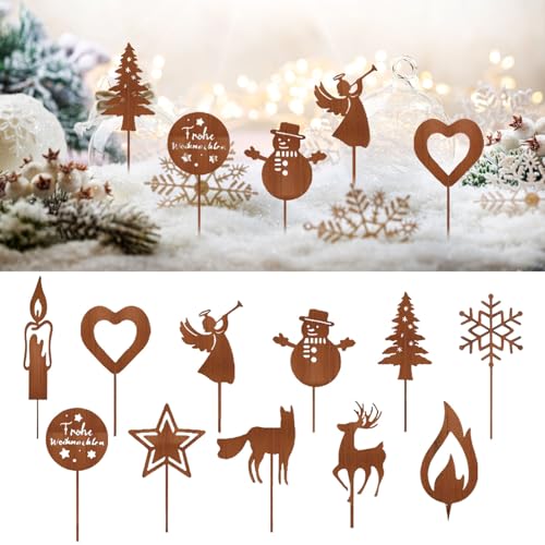 Roststecker Weihnachten 11 St Ck Gartenstecker Weihnachten Gartenstecker