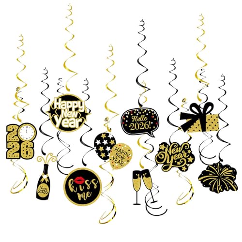 2026 Silvester Deko H Ngende Wirbel Happy New