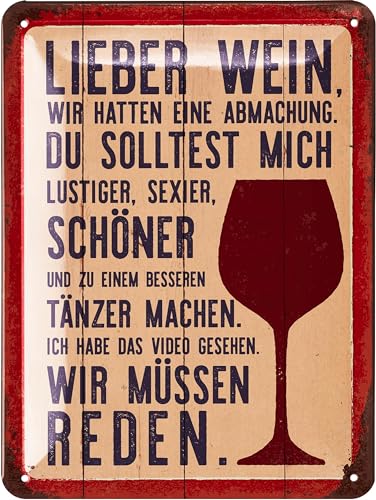 Lanolu Retro Blechschild Lieber Wein Wir M Ssen