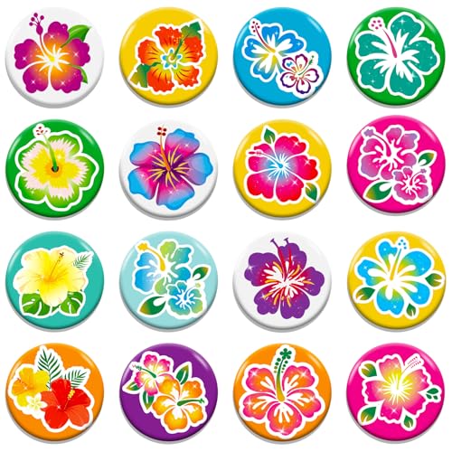 Howaf 32 Hawaii Buttons Hibiskusbl Ten Buttons Anstecker
