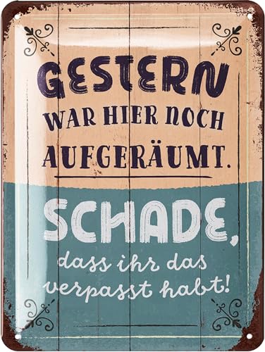 Lanolu Retro Blechschild Gestern War Hier Aufger Umt