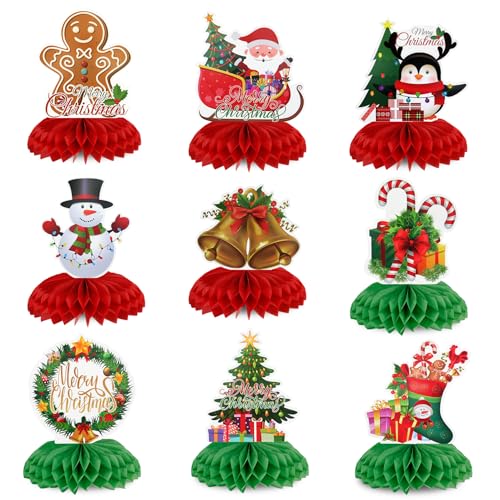 Cutiland 9 Pcs Weihnachtswaben Tischdekorationen Set Weihnachten Party