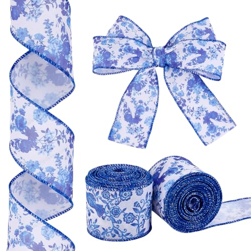 Webeedy 10 Yard Blau Wei Es Blumenband Mit