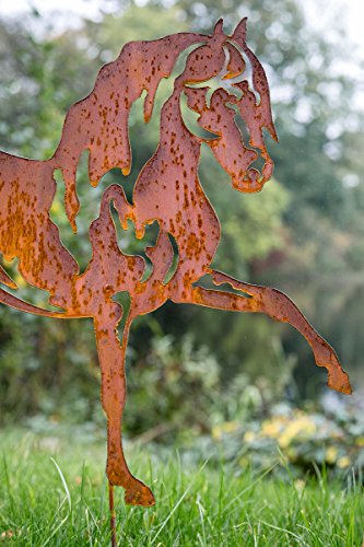 Kuheiga Gartenstecker Pferd Edelrost Rost H 70cm Pflanzstecker