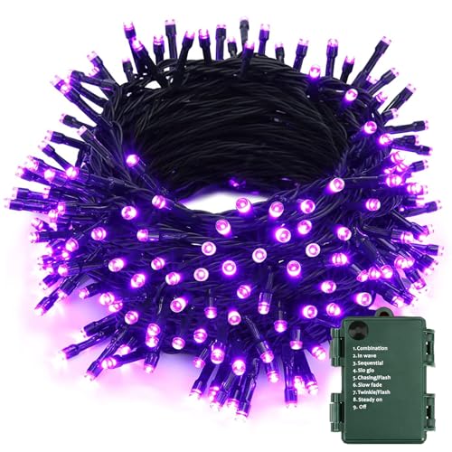 Philzops Halloween Lichterkette Batterie 20m 200 Led Lila