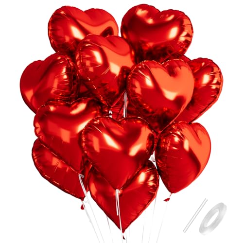 12 St Ck Herz Folienballons Rot 18 Zoll