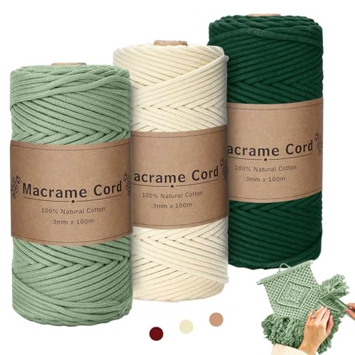 Makramee Garn 3mmx100m Makramee Baumwollgarn Gr N 3er