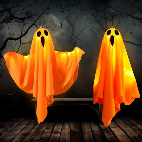 Kuataty 2 St Ck Lichterkette Halloween Deko Geist