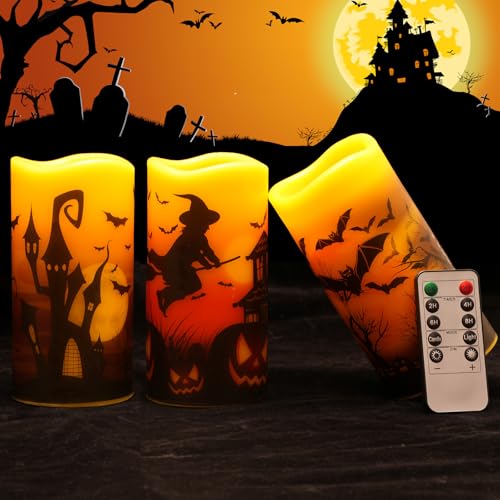 Adamyee Led Halloween Kerzen Mit 8h Timer Batteriebetriebene