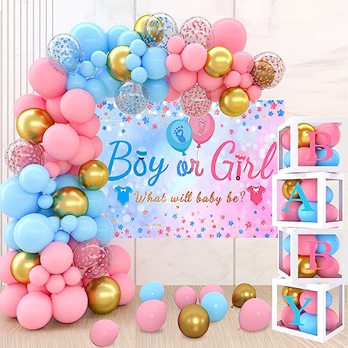141pcs Gender Reveal Party Deko Box Luftballon Girlande