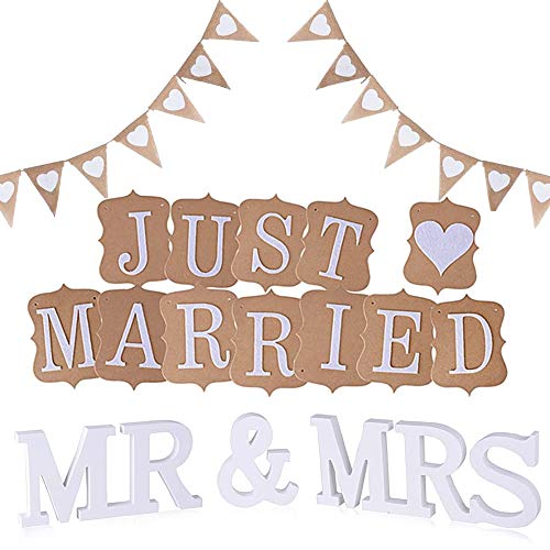 Kindpma 3 Set Just Married Girlande Hochzeit Wimpelkette