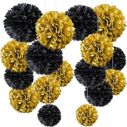 Ybwanli Schwarzes Gold Pompons Deko 20 St Ck