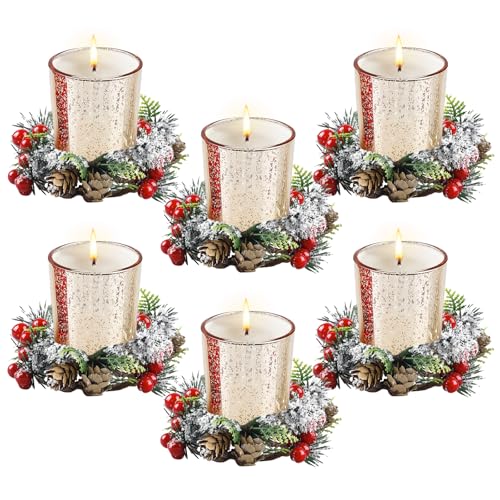 Weihnachten Teelichthalter Glas 6pcs Votivkerzenhalter Mit Kerzenring Kerzenhalter