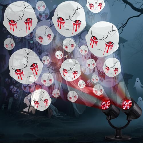 Ishabao Halloween Deko Outdoor Doppelter Kopf Dynamische Halloween