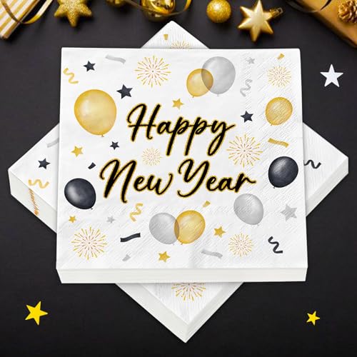 40 St Ck Servietten Silvester Happy New Year