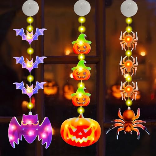 Keelyy Halloween Fensterdeko Led 3 St Ck Halloween