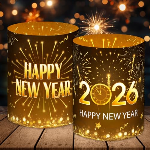 12 Windlicht Tischdeko Silvester Silvester Deko 2026 Schwarz