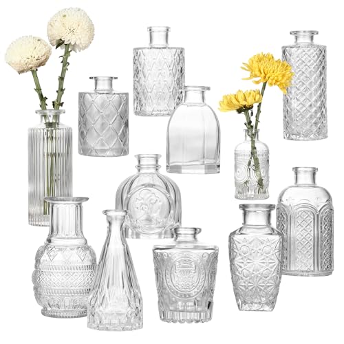 12er Set Kleine Vasen Vintage Stil Kleine Glasvasen