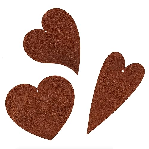 Deko Kind Rostiges Herzen 3er Set Premium Edelrost