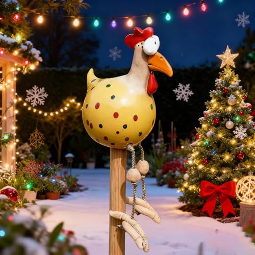 Ruiaqer Huhn Deko Garten Handarbeit Gartenstecker Weihnachten Hahn