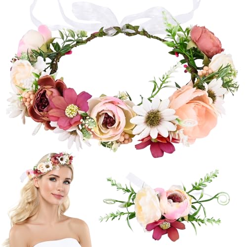 Blumenkranz Haarreif Haarschmuck F R Damen Rose Braut