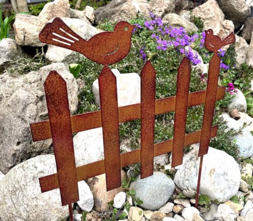 Lilienburg Roststecker Gartenzaun Rostzaun Gartenstecker Vogel Zaun Rost