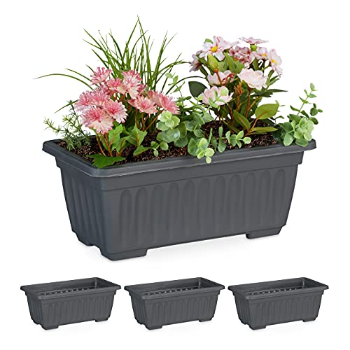 Relaxdays Blumenkasten 4er Set Drinnen Drau En Eckiger