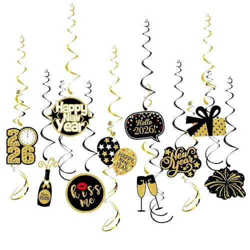 2026 Silvester Deko H Ngende Wirbel Happy New