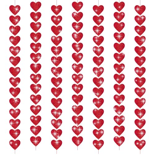 Y9jcaxlh Glitzer Girlanden Mit Roten Herzen Valentinstagsdekoration 90